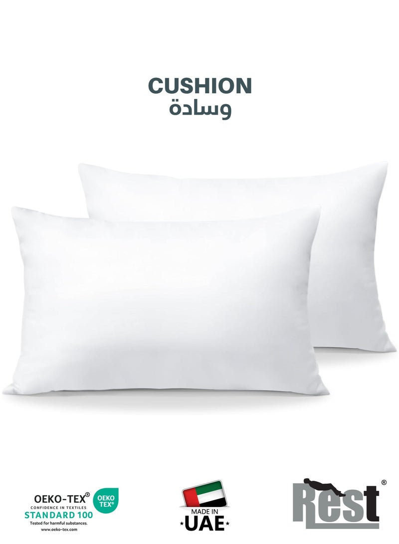 Rest وسائد رمي السرير حشوة وسادة غلاف خارجي غير منسوج حشو ألياف مجوفة 275 جرام ألياف فائقة النعومة حجم 30x30 سم ، 12x12 بوصة حشوات الوسائد ديكور منزلي أبيض (عبوة من 2) - Image 1